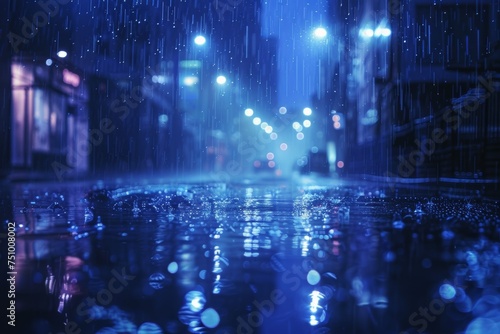 Blurry Rainy Street at Night