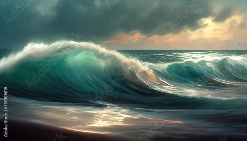 painting seascape sea wave