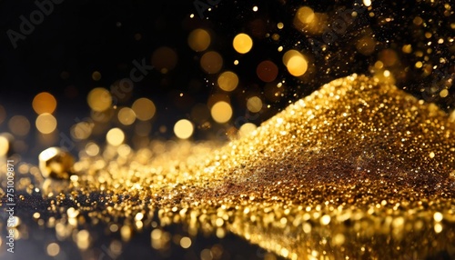gold glitters on black background