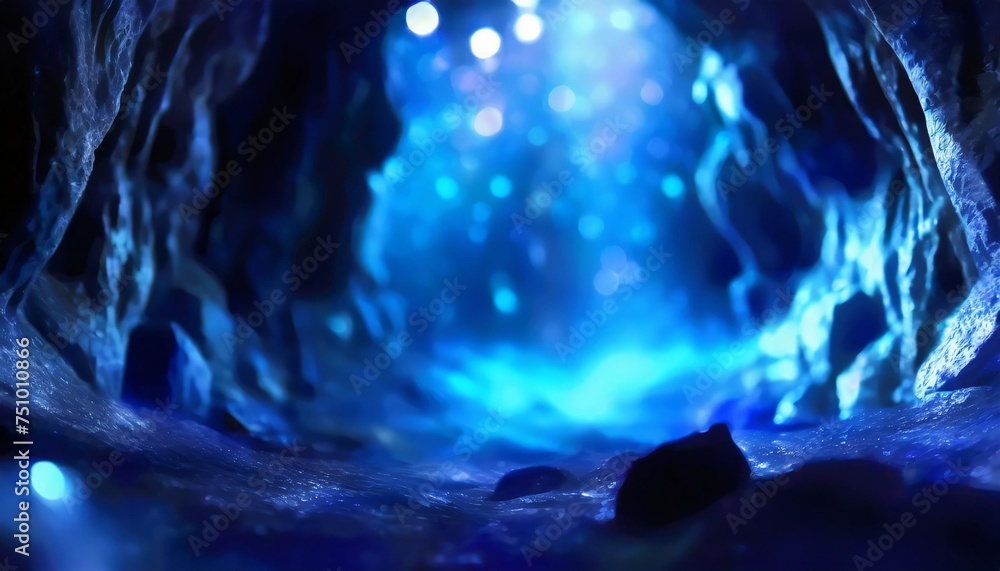 fantastic blurry and bokeh dark blue theme background in the mystry cave