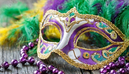 mardi gras mask beads and feathers background