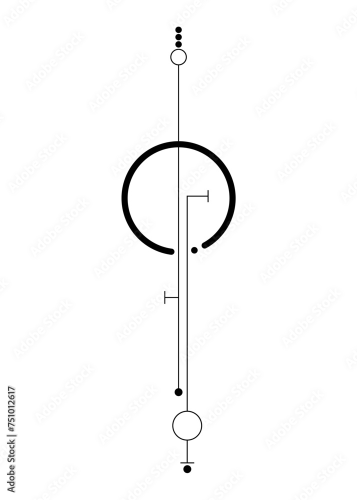 Linear Minimalist Tattoo, Sacred Geometry, Mystical Center, abstract esoteric black sign vector illustration isolated on white background Linear Minimalist Tattoo, Sacred Geometry, Mystical Center, abstract esoteric black sign vector illustration isolated on white background