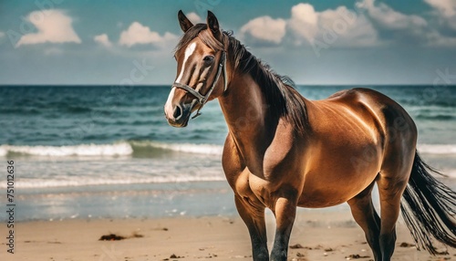 horse on the beach hd 8k wallpaper stock photographic image © Raymond