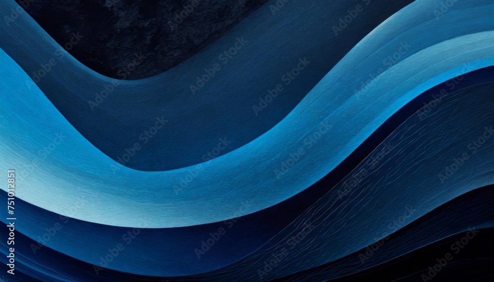 black dark azure cobalt sapphire blue abstract background color gradient geometric shape wave wavy curved line rough grunge grain - obrazy, fototapety, plakaty 
