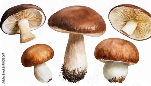 set of mushroom watercolor collection of hand drawn mushroom brown color mushroom elegant watercolor mushroom isolated transparent background png