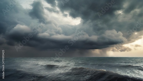 dark sea surface with a dramatic cloudy sky above approaching storm