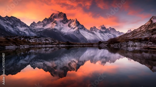 Panoramic view of Mount Cook at sunset, New Zealand.