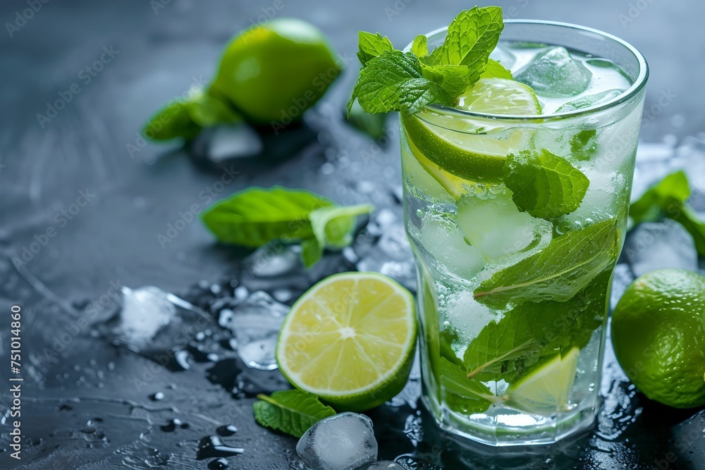 Refreshing Mojito Cocktail with Mint and Lime, drink, alcoholic, beverage, summer Refreshing Mojito Cocktail with Mint and Lime, drink, alcoholic, beverage, summer