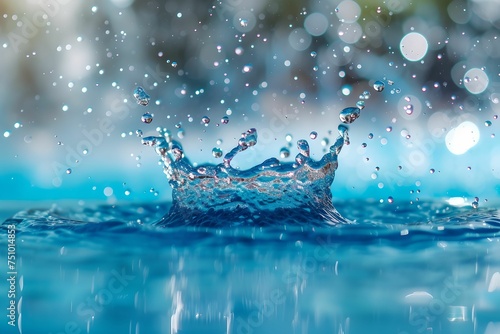 Water Splash on a Vibrant Blue Background  liquid  aqua  splashing