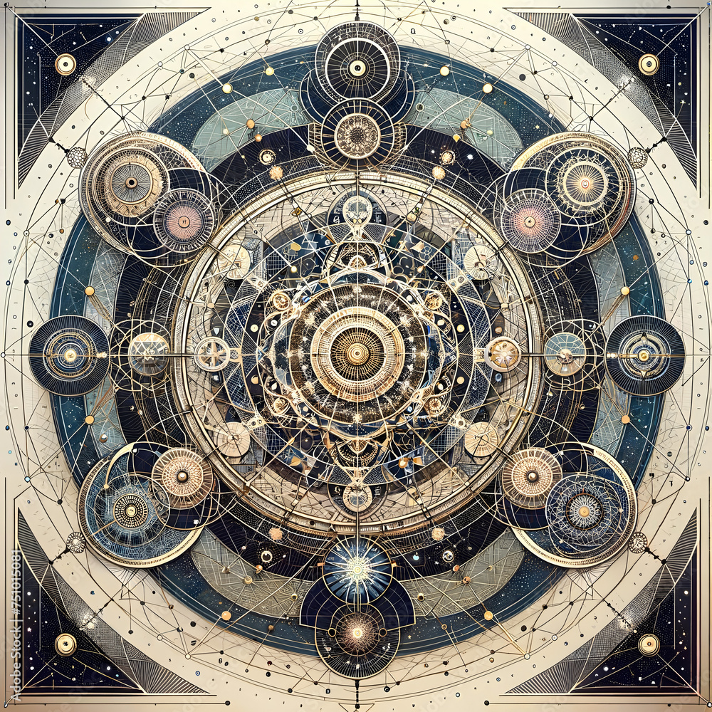 Intricate imagery that features sacred geometry motifs.