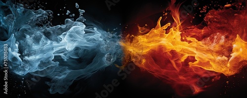ogień i woda na czarno - przeciwna energia