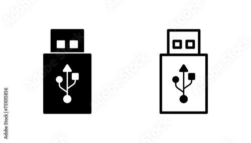 Usb icon set. Flash disk icon vector