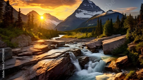 Sunset in Glacier National Park, Montana, United States of America
