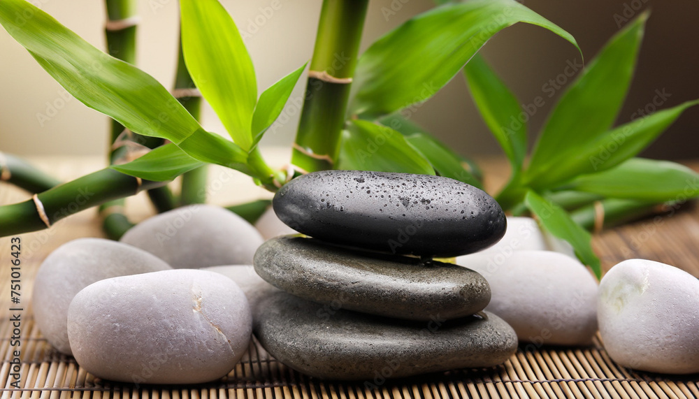 Obraz premium Spa still life with zen stone and bamboo