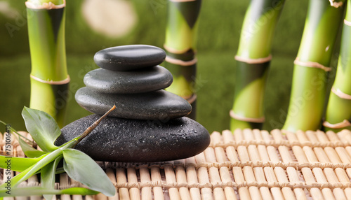 Spa still life with zen stone and bamboo
