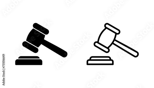 Gavel icon set. judge gavel icon vector. law icon vector. auction hammer