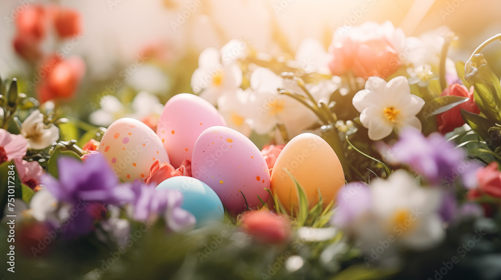 Spring Awakening: Pastel Easter Eggs Hidden Among Fresh Blooms