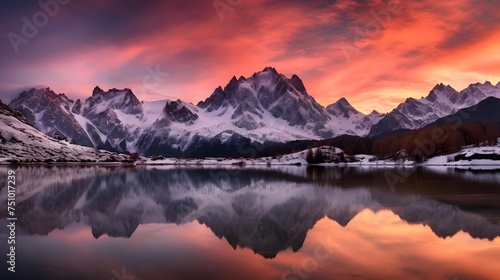 Panoramic view of Mount Cook at sunset, New Zealand.