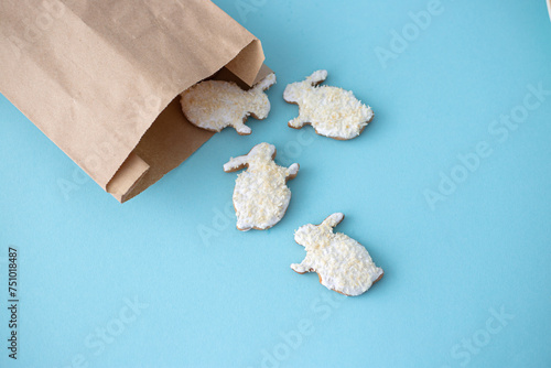 Easter gingerbread bunnies in a paper bag