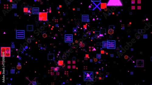 Background animation of geometric patterns -  blue/ red