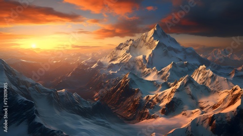 beautiful panoramic view of the mountains. 3d render © Iman