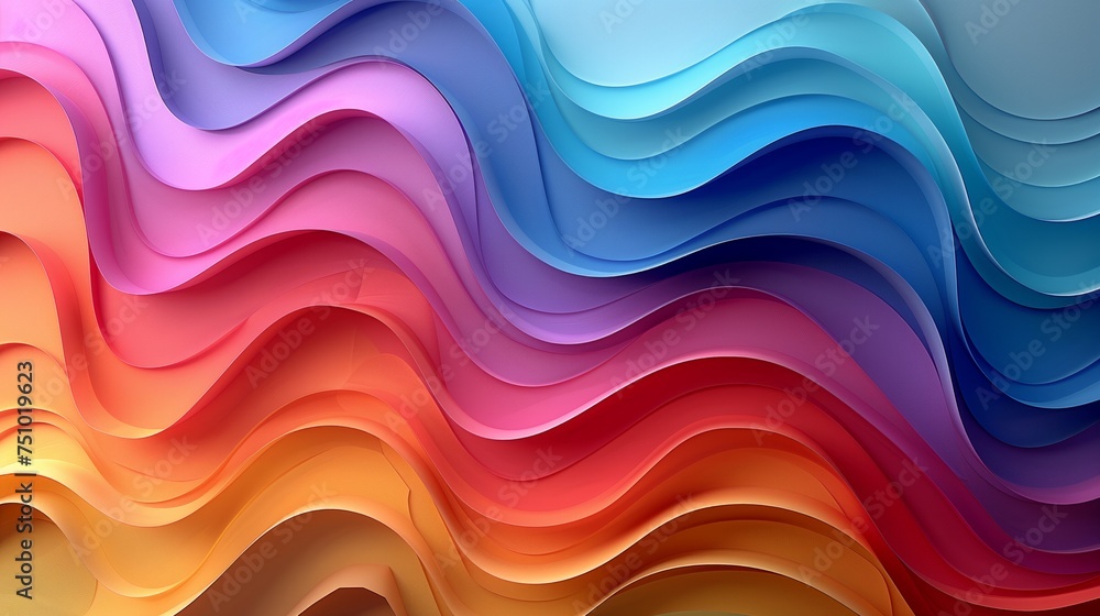 Papercraft style illustration of colorful stripes, with the colors of the rainbow, AI-generated image Papercraft style illustration of colorful stripes, with the colors of the rainbow, AI-generated image