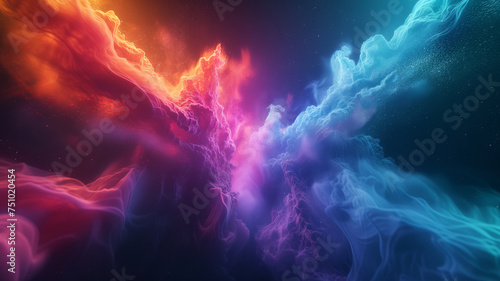 "宇宙の幻影：クォークの複雑な模様が光り輝く抽象的な宇宙風景"