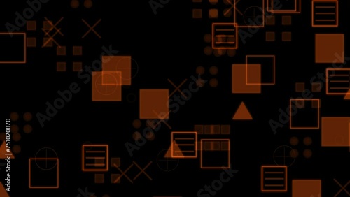 Background animation of geometric patterns -  orange monitor screen