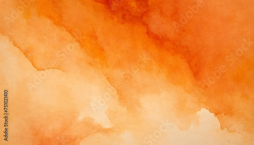 An orange watercolor background on white paper.
