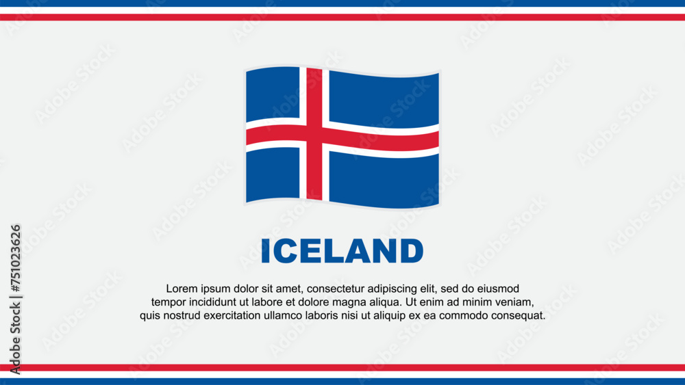 Iceland Flag Abstract Background Design Template. Iceland Independence Day Banner Social Media Vector Illustration. Iceland Design