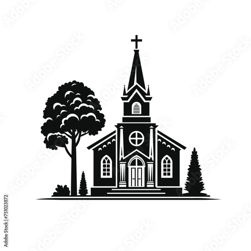 Christian church house classic icon symbol. Vector illustration