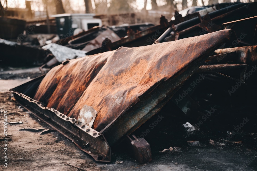 a pile of rusted metal objects