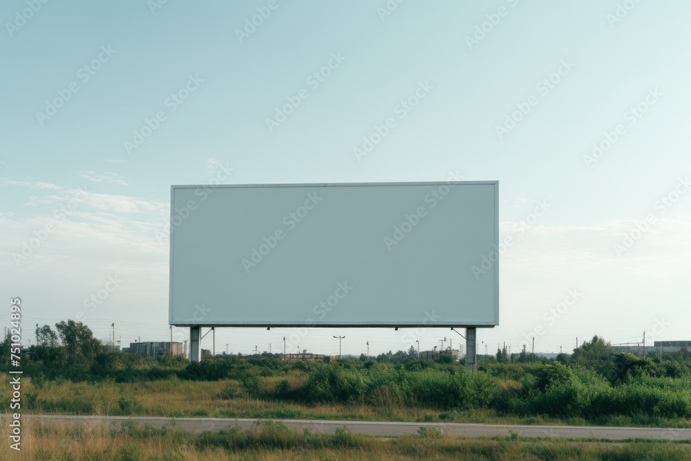 a large billboard in a field a large billboard in a field