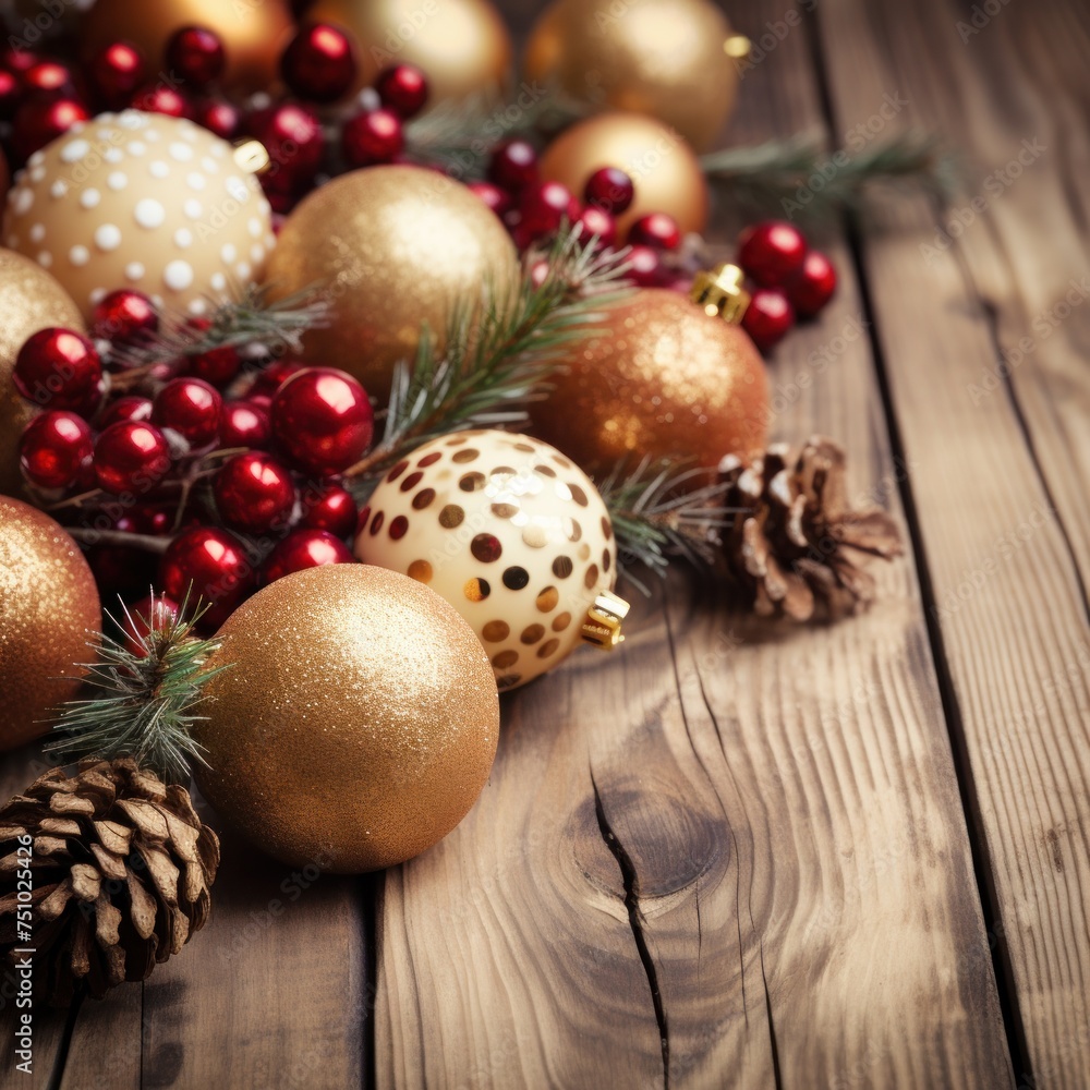 a group of ornaments on a wood surface a group of ornaments on a wood surface