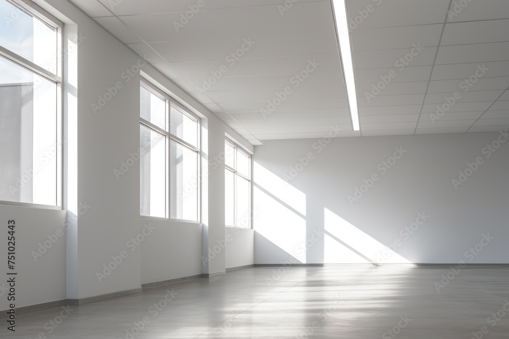 a room with white walls and windows a room with white walls and windows