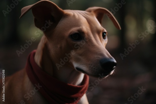 a dog wearing a scarf © sam