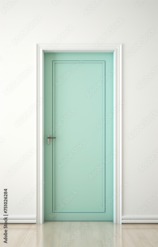 a blue door with a white frame