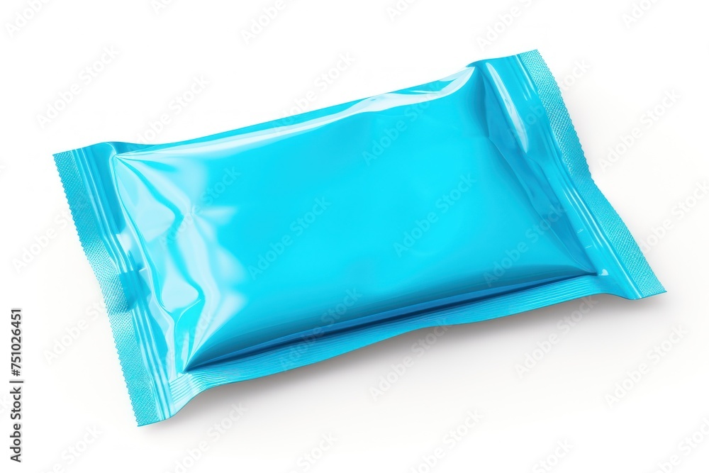 a blue plastic bag with a white background