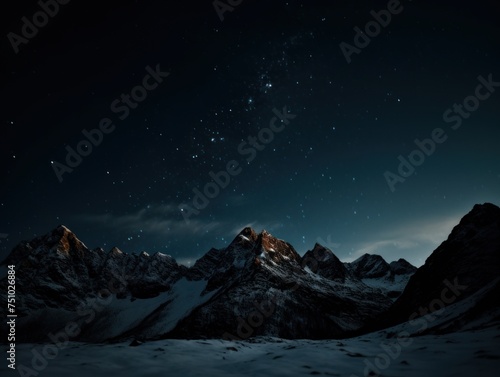 a snowy mountain range at night © sam