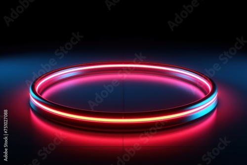 a red and blue circle with a black background