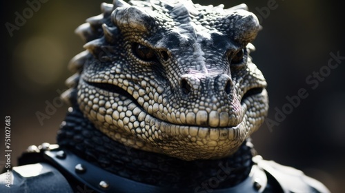 a reptile wearing a leather collar © sam