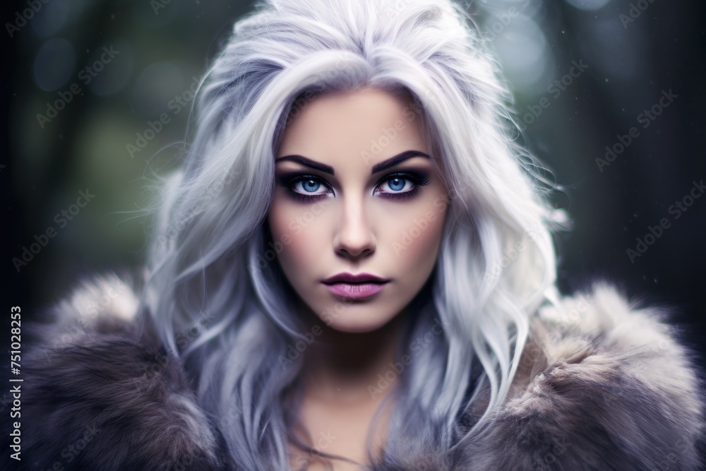 a woman with long white hair and blue eyes a woman with long white hair and blue eyes