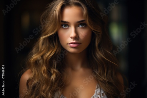 a woman with long brown hair