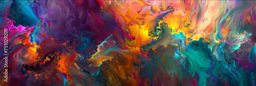 an abstract painting with colors and smoke  generative AI