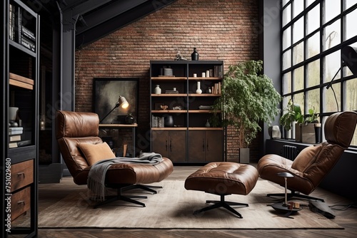 Industrial Leather Loft Style Room with Simple and Functional Furniture