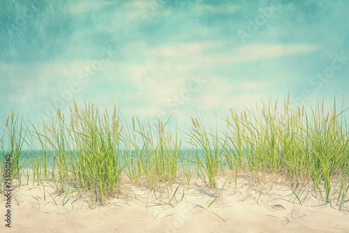 Abstract composition of vegetation on the beach  with vibrant colors that highlights the colors and textures characteristic of summer