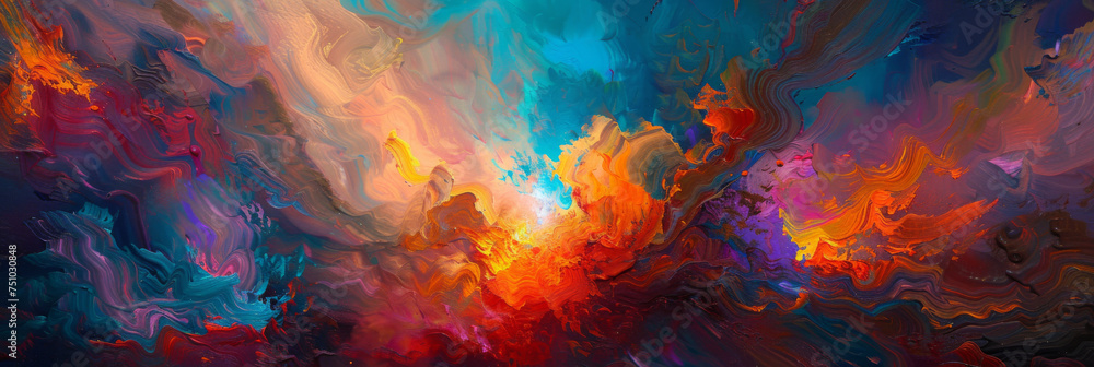 an abstract painting with colors and smoke, generative AI