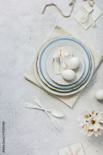 Furnishing table with white flowers photo