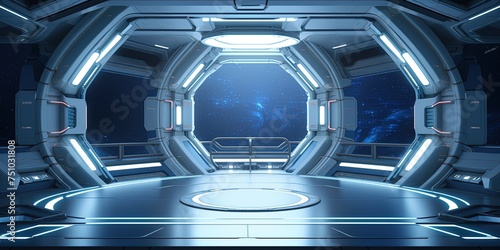 Fototapeta Naklejka Na Ścianę i Meble -  Space station or Sci-fi style futuristic facility external panel surface background. Exterior of scifi device.