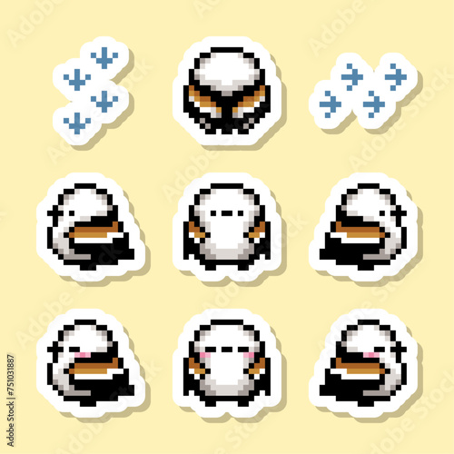 シマエナガのピクセルアート ラベル